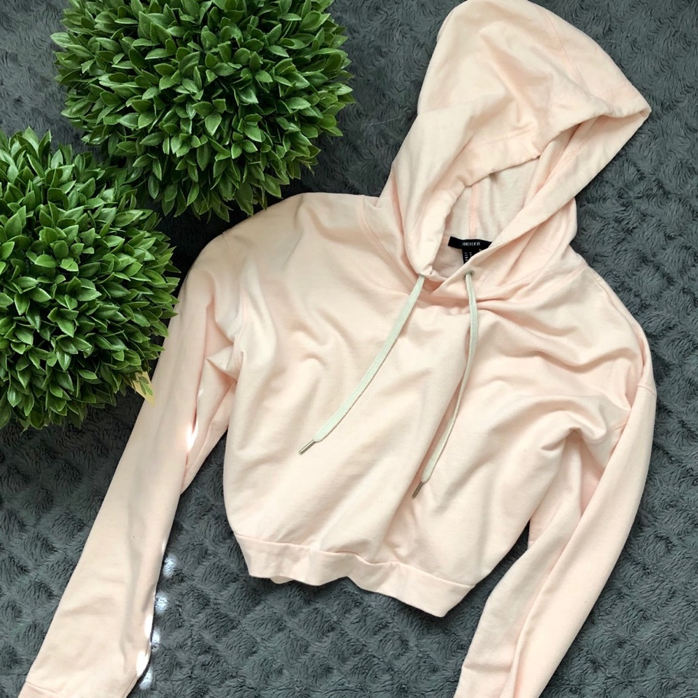 Forever21 crop too long sleeve hoodie